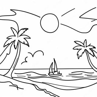 Hawaiian Beach Sunset Coloring Page 40733-32547