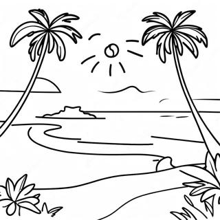 Hawaiian Beach Sunset Coloring Page 40733-32548