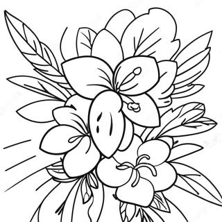 Tropical Hawaiian Flowers Coloring Page 40734-32543