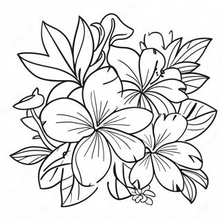 Tropical Hawaiian Flowers Coloring Page 40734-32544