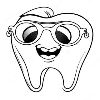 Happy Tooth With Sunglasses Coloring Page 4077-3293