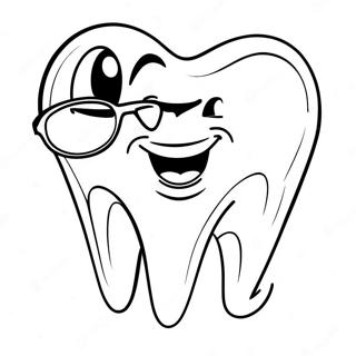 Happy Tooth With Sunglasses Coloring Page 4077-3295