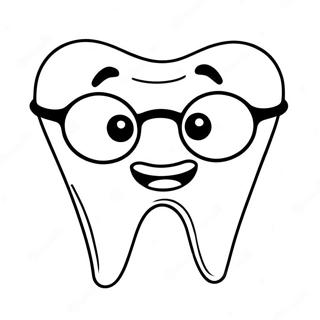 Happy Tooth With Sunglasses Coloring Page 4077-3296