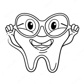 Happy Tooth With Sunglasses Coloring Page 4077-3377