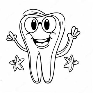 Happy Tooth With Sunglasses Coloring Page 4077-3379