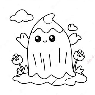 Kawaii Halloween Ghost Coloring Page 40793-32587