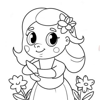 Cute Amy With Flowers Coloring Page 4097-3305