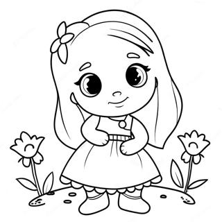 Cute Amy With Flowers Coloring Page 4097-3306