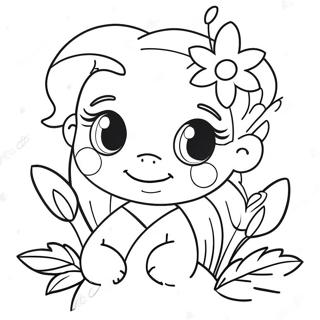 Cute Amy With Flowers Coloring Page 4097-3308