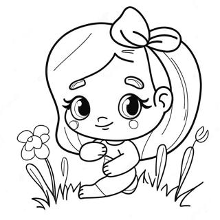 Cute Amy With Flowers Coloring Page 4097-3401