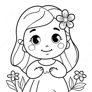 Cute Amy With Flowers Coloring Page 4097-3402