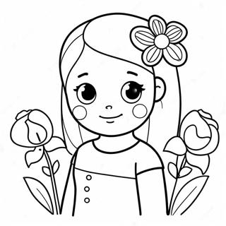 Cute Amy With Flowers Coloring Page 4097-3403