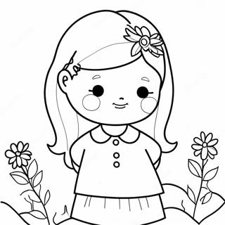 Cute Amy With Flowers Coloring Page 4097-3404