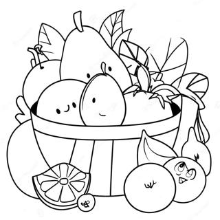 Colorful Fruits Basket Coloring Page 41014-32758