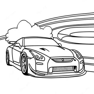 Gtr R35 Racing On A Track Coloring Page 41044-32781