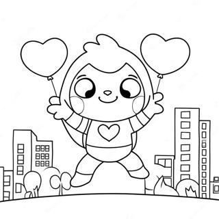 Cute Spiderman With Heart Balloons Coloring Page 41074-32801