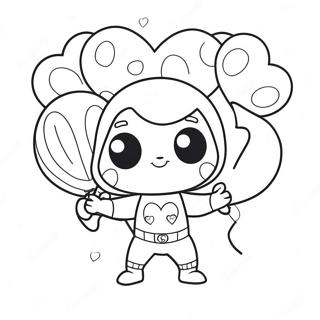 Cute Spiderman With Heart Balloons Coloring Page 41074-32803