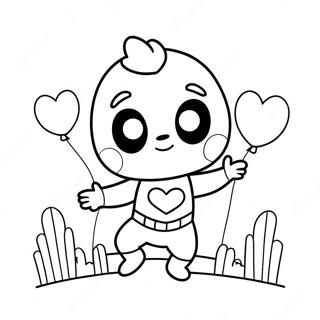 Cute Spiderman With Heart Balloons Coloring Page 41074-32804