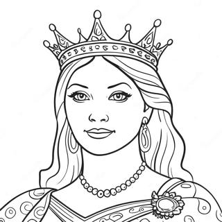 Majestic Queen With Crown Coloring Page 4107-3397