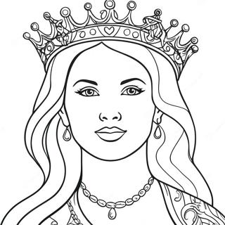 Majestic Queen With Crown Coloring Page 4107-3398