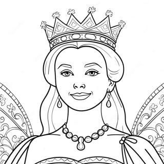 Majestic Queen With Crown Coloring Page 4107-3400