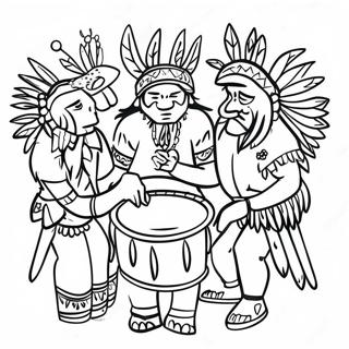 Vibrant Pow Wow Drum Circle Coloring Page 41104-32829