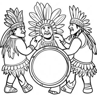 Vibrant Pow Wow Drum Circle Coloring Page 41104-32830