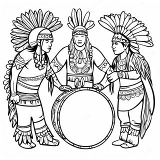 Vibrant Pow Wow Drum Circle Coloring Page 41104-32831