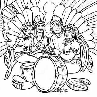 Vibrant Pow Wow Drum Circle Coloring Page 41104-32832