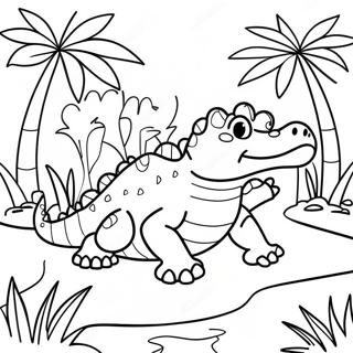 Vector The Crocodile In Jungle Coloring Page 41154-32866