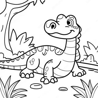 Vector The Crocodile In Jungle Coloring Page 41154-32867