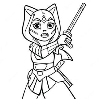 Ahsoka Tano With Lightsabers Coloring Page 41214-32913