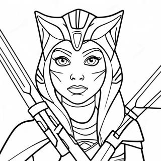 Ahsoka Tano With Lightsabers Coloring Page 41214-32915