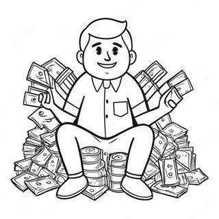 Mr Beast With Giant Money Pile Coloring Page 4127-3414