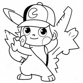 Ash Ketchum With Pikachu Coloring Page 41284-32973