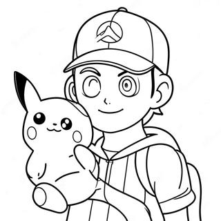 Ash Ketchum With Pikachu Coloring Page 41284-32976