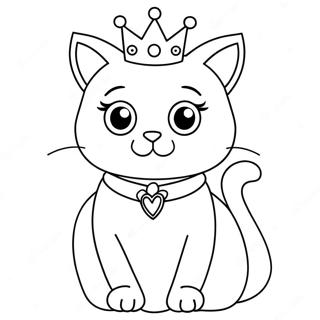 Sparkly Princess Cat With Crown Coloring Page 41314-32993