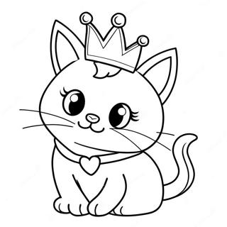 Sparkly Princess Cat With Crown Coloring Page 41314-32994