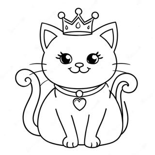 Sparkly Princess Cat With Crown Coloring Page 41314-32995