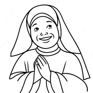 Joyful Nun Praying Coloring Page 41414-33073