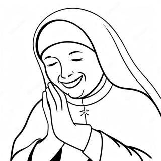 Joyful Nun Praying Coloring Page 41414-33075