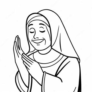 Joyful Nun Praying Coloring Page 41414-33076