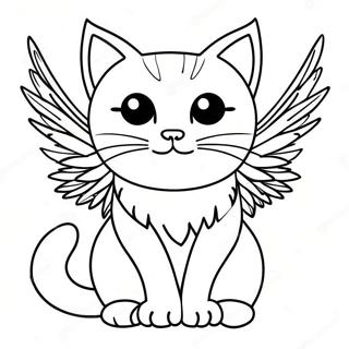 Cat With Colorful Wings Coloring Page 41563-33190