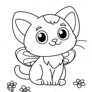 Cute Cat With Butterfly Wings Coloring Page 41564-33195