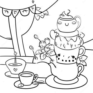 Charming Tea Party Coloring Page 41594-33215