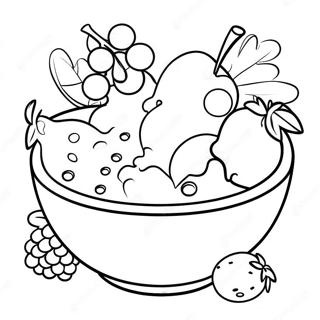 Cereal Bowl With Colorful Fruits Coloring Page 41613-33225