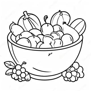 Cereal Bowl With Colorful Fruits Coloring Page 41613-33228