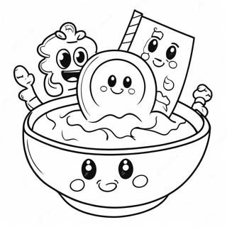 Fun Cereal Bowl With Cartoon Characters Coloring Page 41614-33233