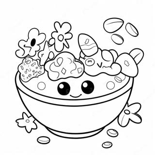 Fun Cereal Bowl With Cartoon Characters Coloring Page 41614-33236