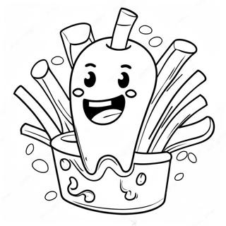 Happy French Fry With Face Coloring Page 41654-33266